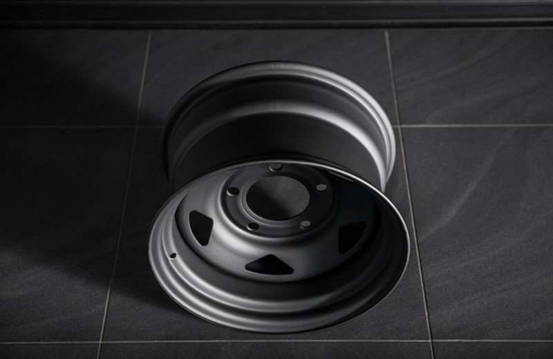Project Kahn 1947 Heritage Steel Wheels - 9x16" Matt Black for Defender 90/110 - Image 13