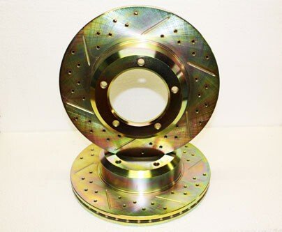 Front Cross Drilled & Grooved Vented Brake Discs for Def/D1/RRC