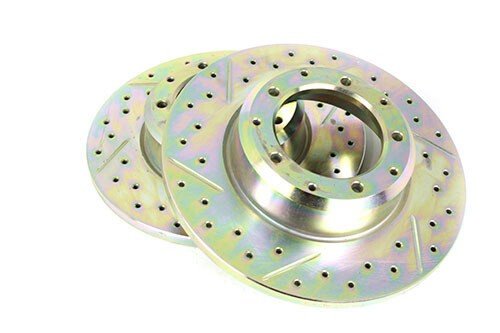 Rear Cross Drilled & Grooved Solid Brake Discs for 110 & 130