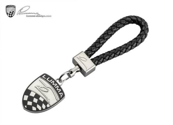 LUMMA Key Chain Crest Logo Leather Strap Black