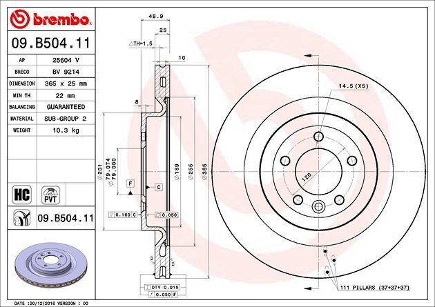 Brembo Brake Disc Painted 09.B504.11 - Image 2