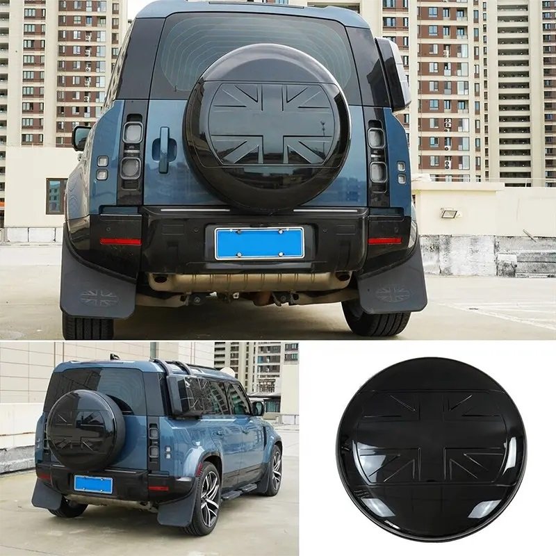 Land Rover Defender Gloss Black Spare Tire Cover with UK Flag Pattern for 2020+ Defender 90/110 - Image 3