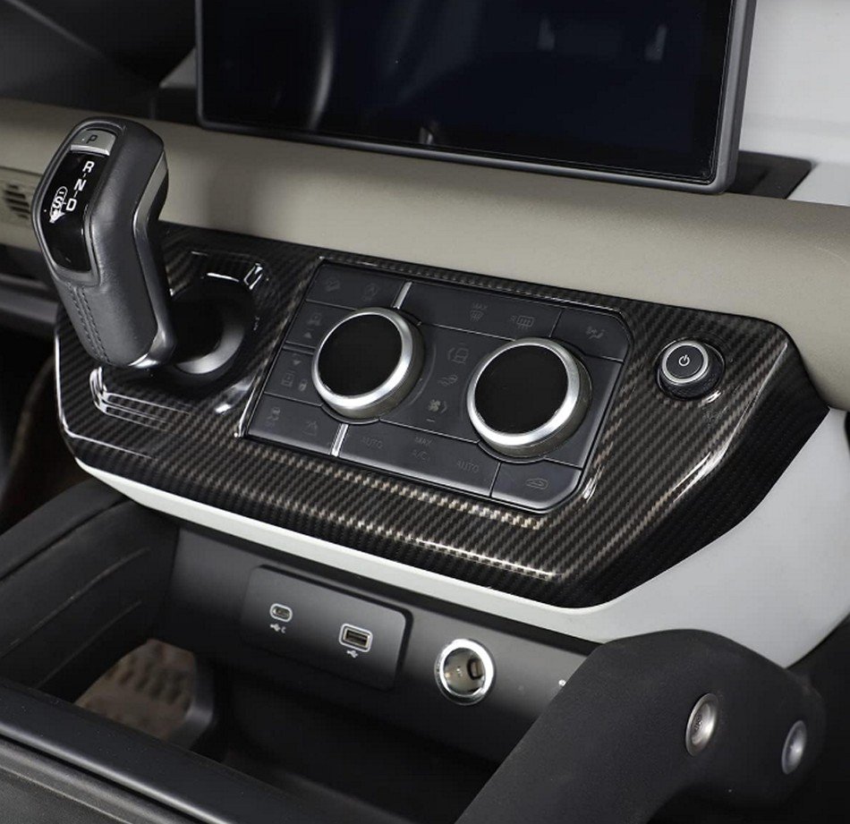 Dry Carbon Fiber Center Console Cover (Sticker) for 2020–2025 Land Rover Defender – Fits 90/110/130 - Image 4