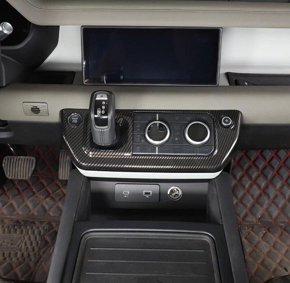 Dry Carbon Fiber Center Console Cover (Sticker) for 2020–2025 Land Rover Defender – Fits 90/110/130 - Image 3