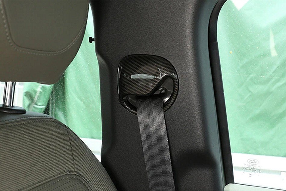 Carbon Fiber Seat Belt Cover (Sticker) – Rear for 2020+ Land Rover Defender – Fits 90/110/130 - Image 2