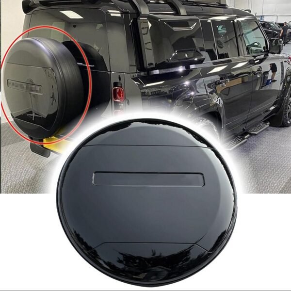 Santorini Black Spare Wheel Cover – OE Design with Logo For 2020+ Defender 90/110/130